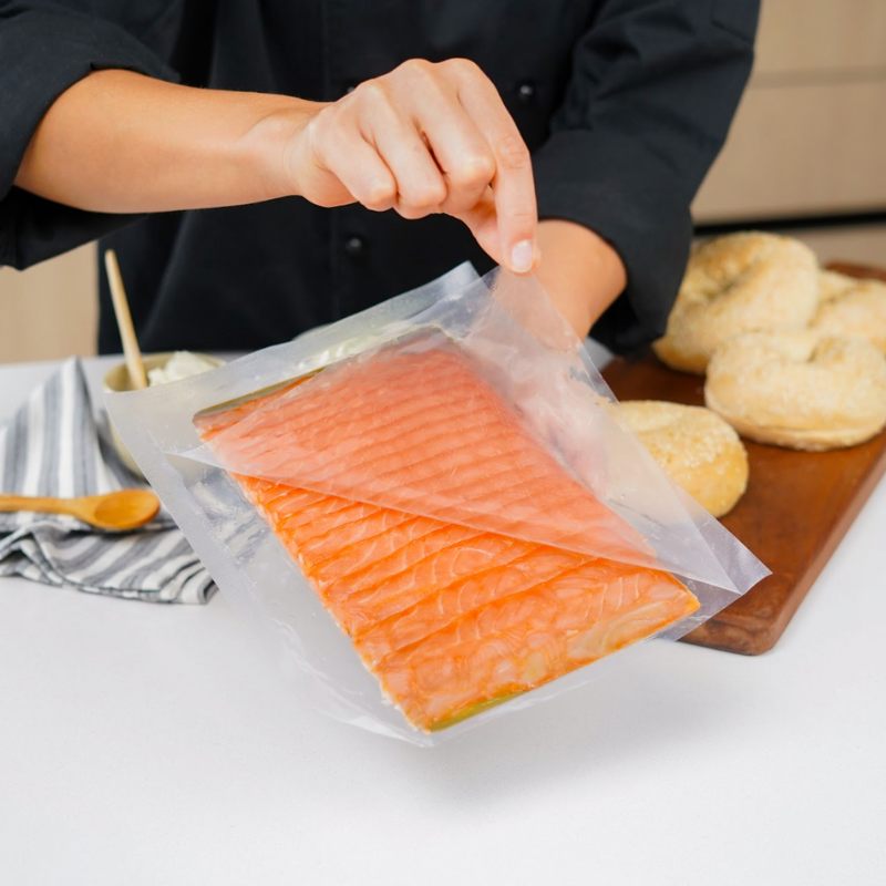 Salmón ahumado en frío corte Bacon