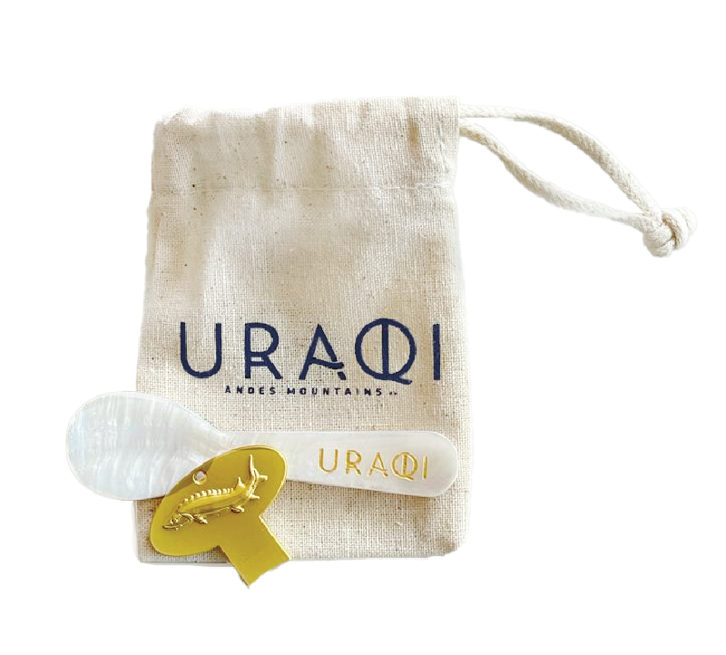 Set de cuchara nácar y abridor de caviar esturión