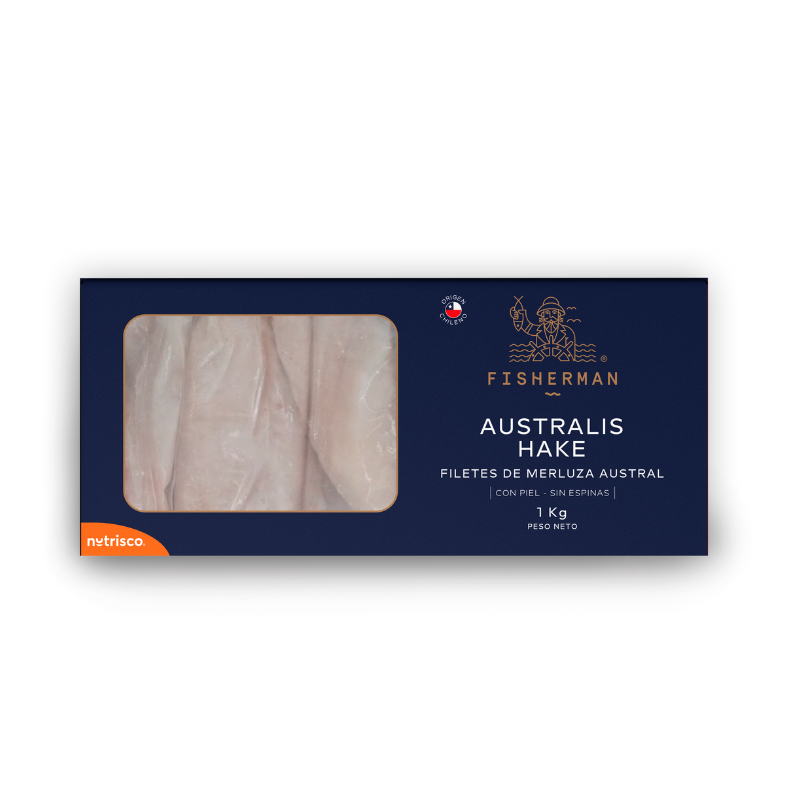 Caja de 1Kg filetes de merluza austral con piel