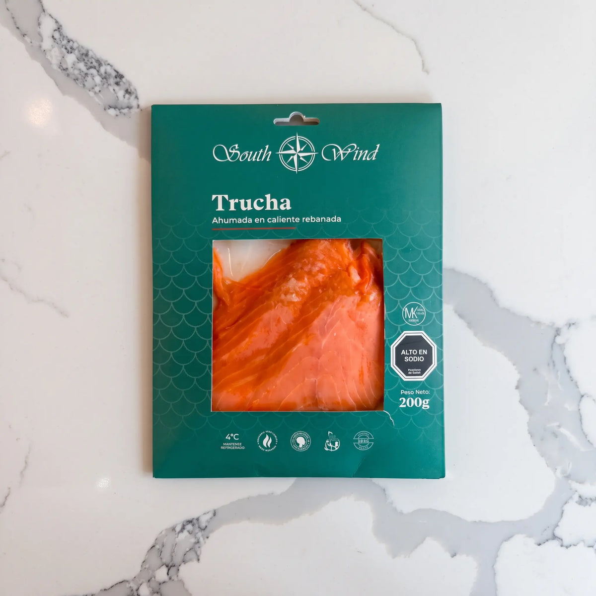 Trucha ahumada en caliente rebanada refrigerada 200g South Wind