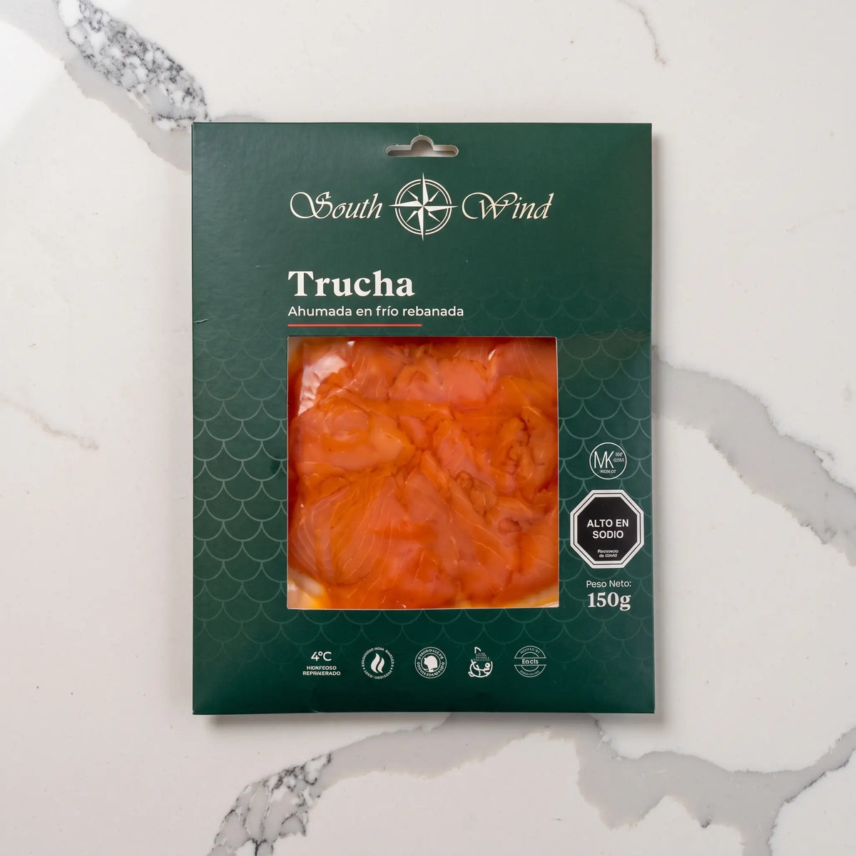 Trucha ahumada en frío rebanada refrigerada 150g South Wind