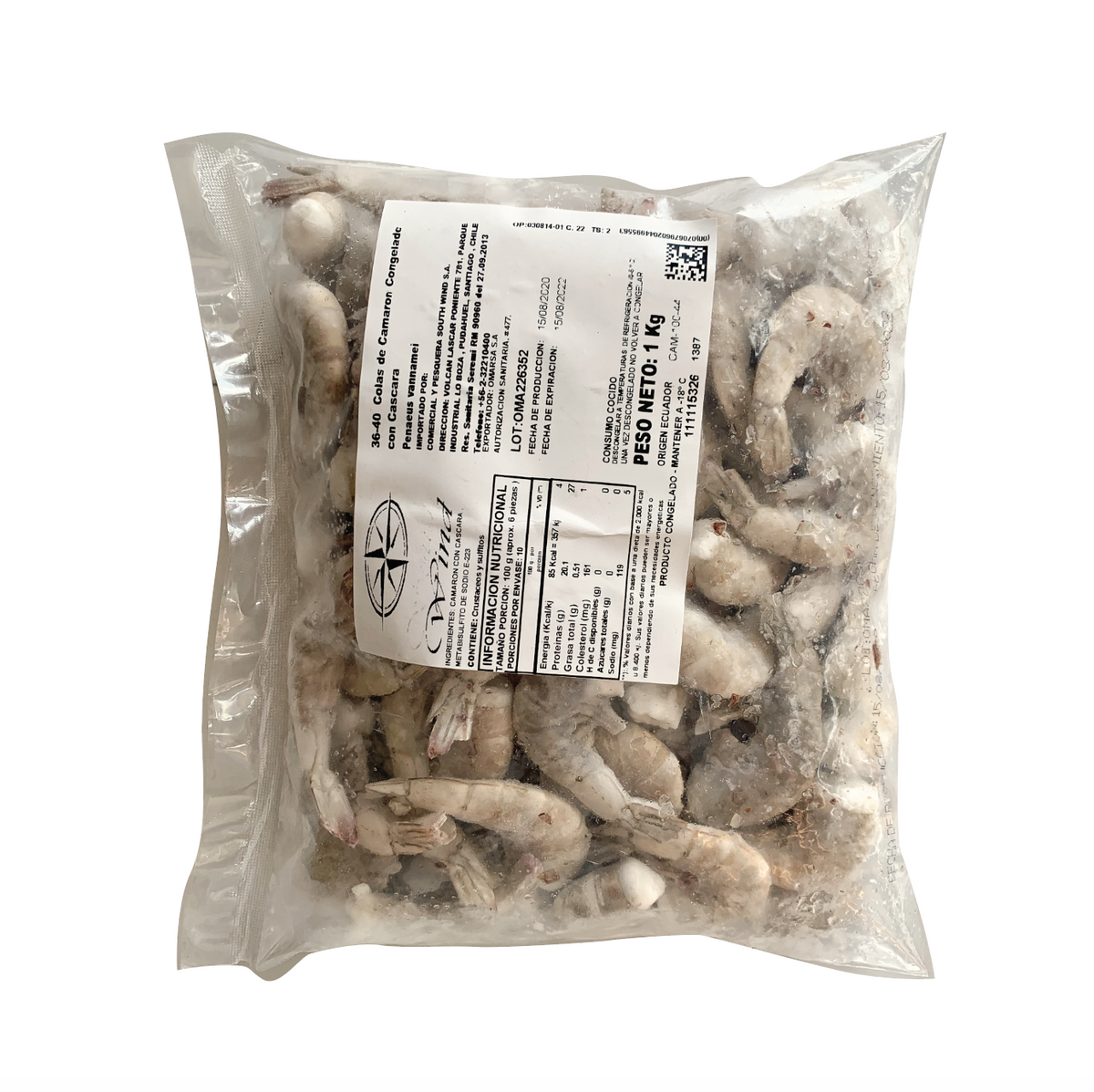 Camarón 26/30 con cascara ecuatoriano