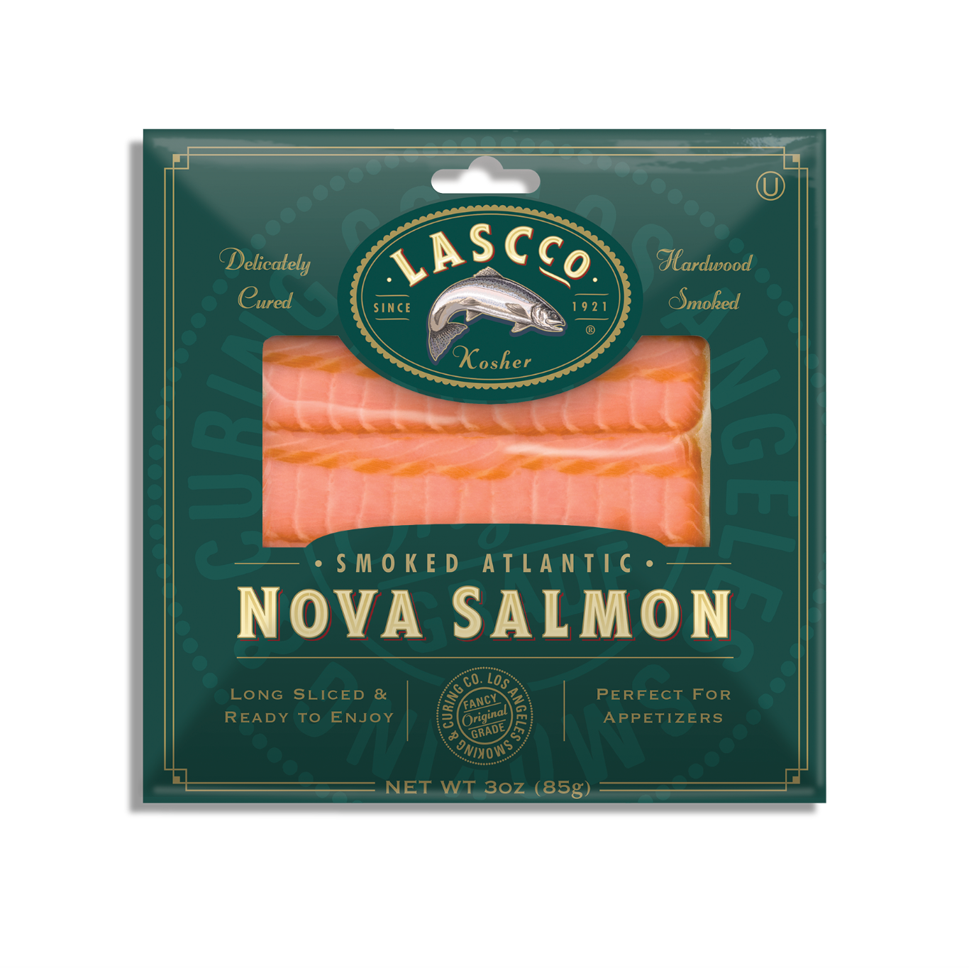 Salmón ahumado en frío corte Bacon
