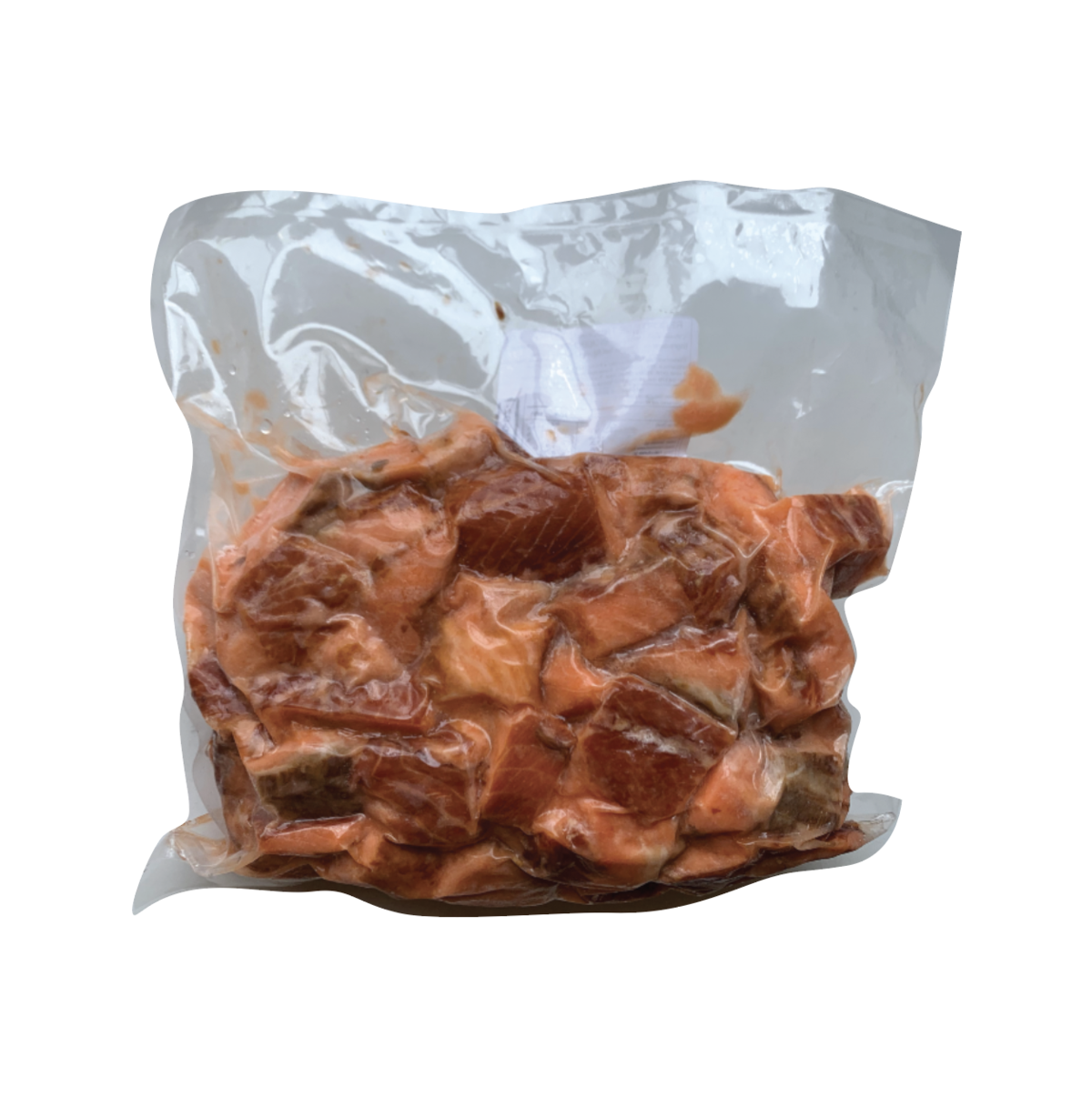 Recorte de salmón ahumado en caliente